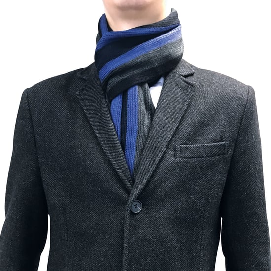 Mens Italian Inspired Warm Knitted Striped Winter Scarf One Size - Image 3