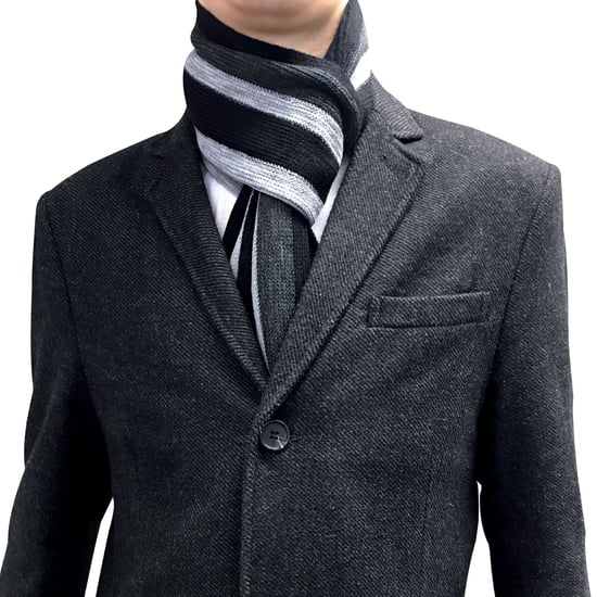 Mens Italian Inspired Warm Knitted Striped Winter Scarf One Size - Image 4