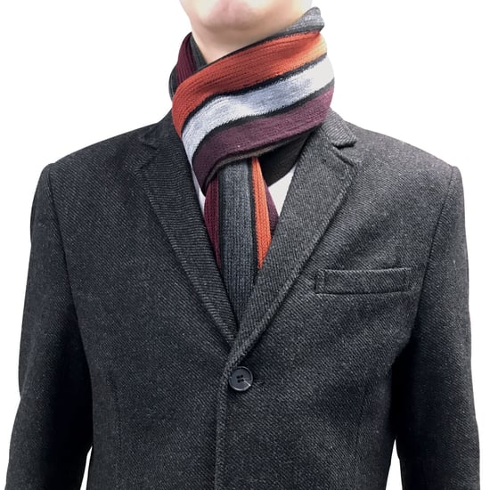 Mens Italian Inspired Warm Knitted Striped Winter Scarf One Size - Image 5