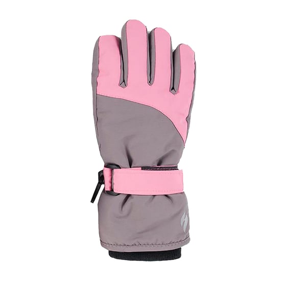 Heat Holders - Kids Boys Girls Waterproof Fleece Lined Winter Thermal Ski Gloves - Pink / Grey - Image 3
