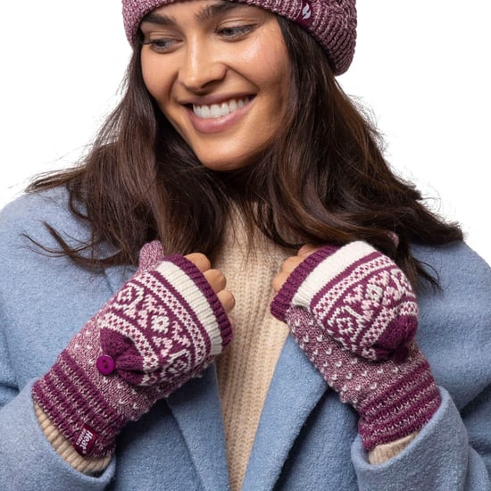 Ladies Warm Fairisle Patterned Thermal Fingerless Converter Gloves - Image 5