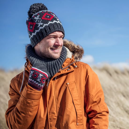 Randiga Nordic Fairisle Zig Zag Stickade Fleece Fodrade Varma Handskar för Män - Image 5