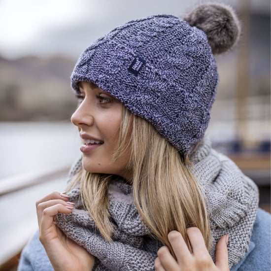 Heat Holders - Ladies Knit Fleece Lined Thermal Bobble Hat with Pom Pom - Image 3