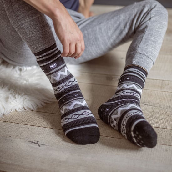 Mens Nordic Patterned Non Slip Thermal Slipper Socks with Grippers - Image 3