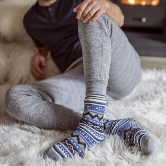 Mens Nordic Patterned Non Slip Thermal Slipper Socks with Grippers - Image 5