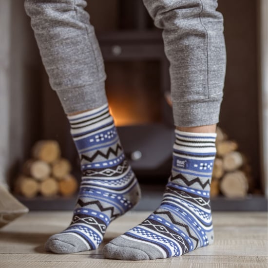 Mens Nordic Patterned Non Slip Thermal Slipper Socks with Grippers - Image 4