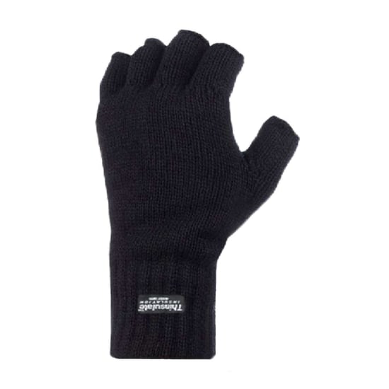 Mens 3M Thinsulate 40 gram Thermal Insulated Black Fingerless Gloves - Image 2
