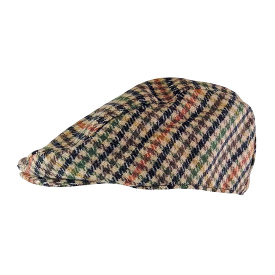 Mens Vintage Houndstooth Plaid Wool Blend Newsboy Flat Ivy Cap Hat - GL228A Beige - Image 3