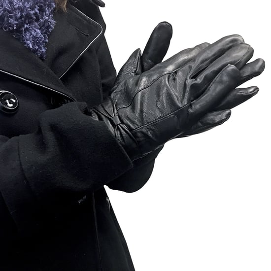 Ladies Womens Fleece Lined Warm Sheepskin Leather Gloves with Bow - Image 3