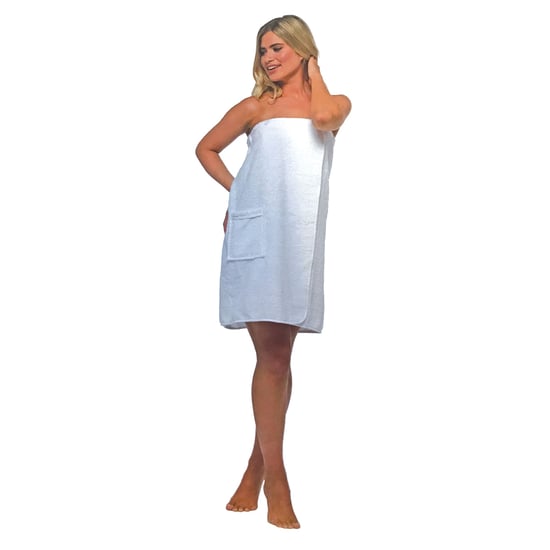 Dames 100% katoenen badstof badhanddoek wrap - Wit - Image 4