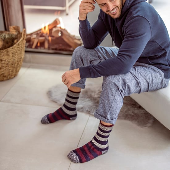 HEAT HOLDERS - Mens Striped Fleece Lined Non Slip Thick Slipper Socks - Image 3