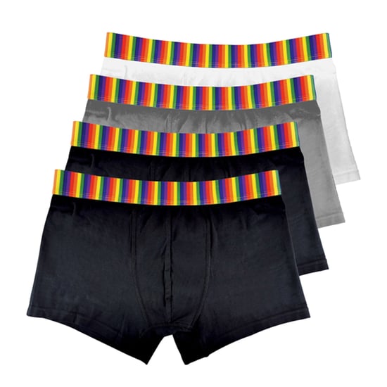 4 Pack Herr Multipack Mjuk Bomull Nyhet Randig Regnbåge Boxer Shorts Underkläder - Regnbåge - Image 3