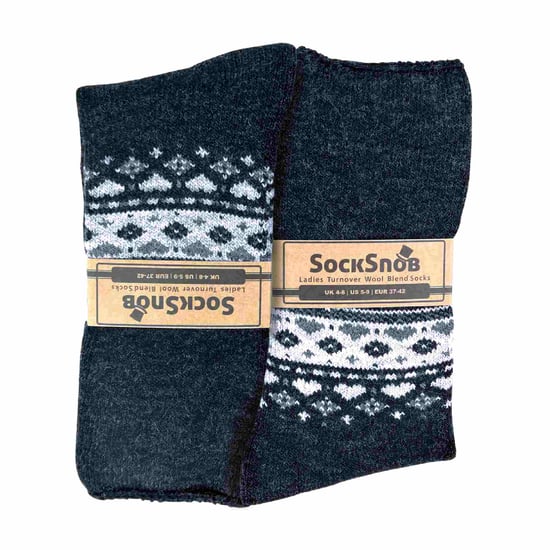 Sock Snob - Ladies Turn Over Top Warm Thermal Winter Nordic Bed Socks - Image 2