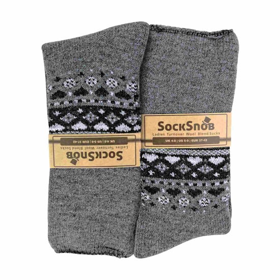 Sock Snob - Ladies Turn Over Top Warm Thermal Winter Nordic Bed Socks - Image 2
