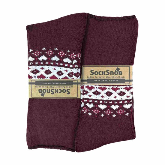 Sock Snob - Ladies Turn Over Top Warm Thermal Winter Nordic Bed Socks - Image 2