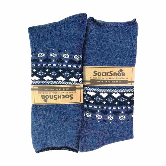 Sock Snob - Ladies Turn Over Top Warm Thermal Winter Nordic Bed Socks - Image 2