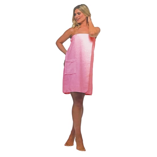 Womens 100% Cotton Terry Cloth Spa Bath Towel Wrap Dress with Pocket - Image 4