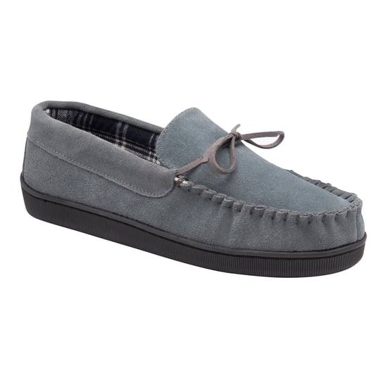 DUNLOP - Heren Echt Suède Leren Fleece Gevoerde Mocassin Slippers (12, Grijs) - Image 3