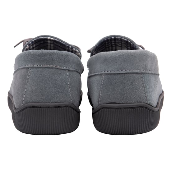 DUNLOP - Heren Echt Suède Leren Fleece Gevoerde Mocassin Slippers (12, Grijs) - Image 4