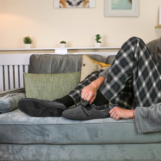 Klitteband Slippers voor Mannen | Dunlop | Geheugenfoam | Orthopedisch | Gemakkelijk Sluiten | Huis Slaapkamer Binnen - Charcoal - Image 5