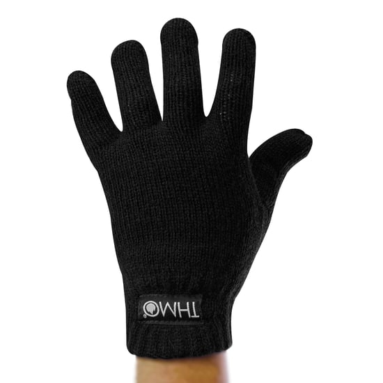 Childrens Thinsulate Gloves for Winter | THMO | Boys & Girls Knitted Thermal Full Finger Gloves for Kids - Black - Image 3