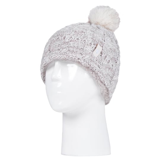 Heat Holders - Girls Bobble Pom Pom Hat and Gloves Set | Turn Over Cuff Hat & Cable Knit Gloves Style - Oatmeal Twist - Image 3