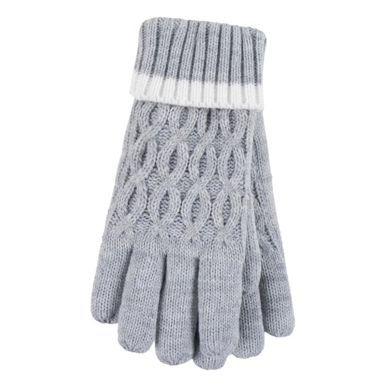 Heat Holders - Girls Thermal Insulated Pom Pom Bobble Beanie Hat and Gloves | Colourful Pastel Styles - Cloud Grey - Image 4