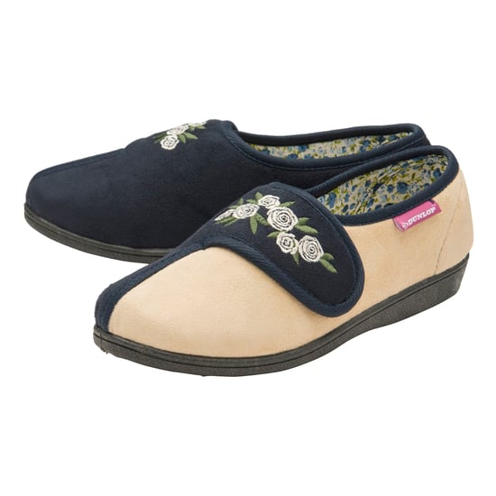Dunlop - Dames Verstelbare Brede Pasvorm Geheugenfoam Bloemige Klittenbandslippers voor Oudere Vrouwen - Image 3