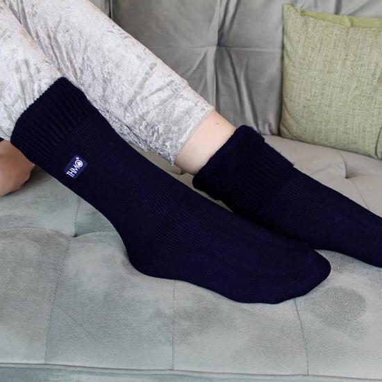 3 Pairs Multipack Kids Thermal Socks | THMO | Ribbed Soft Top Fleece Fluffy Inner Warm Socks for Boys & Girls - Navy - Image 5