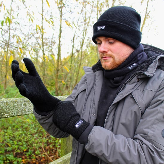 Mens Thinsulate Hat and Gloves Set | THMO | Acrylic Knitted Hat & Gloves for Winter - Black - Image 5