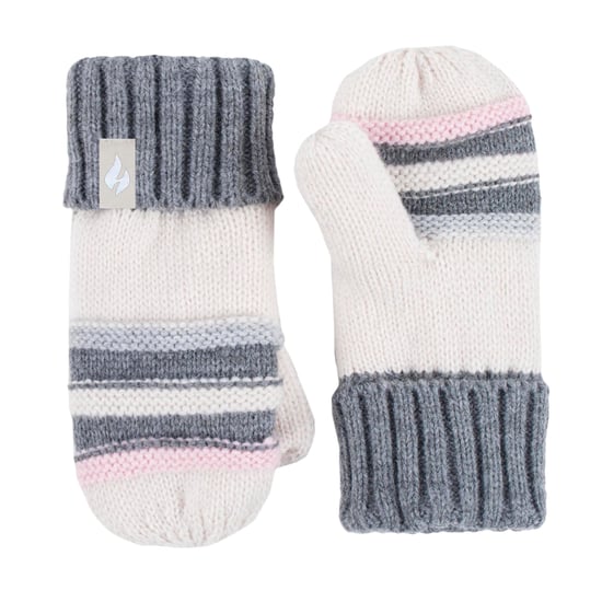 Heat Holders - Girls Winter Warm Pom Pom Bobble Beanie Hat and Mittens Set - Buttercream - Image 4