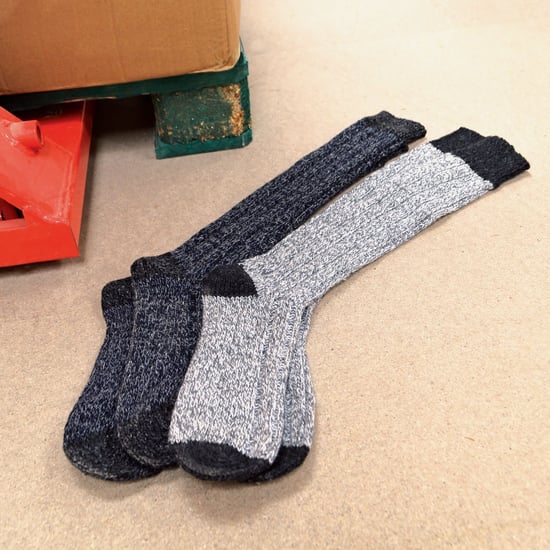 Set van 3 geribbelde kniehoge wollen gebreide laarzensokken voor heren - WFH0035GRY - Image 4