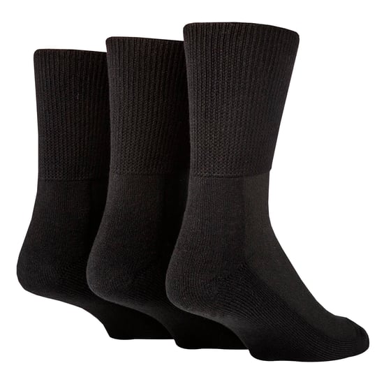 12 Pair Pack Diabetic Socks All Year Round Bundle Set | IOMI | Extra Wide Socks for Swollen Ankles, Legs & Feet | Crew Ankle Trainer Diabetic Socks in Cotton & Bamboo - Black - Image 3
