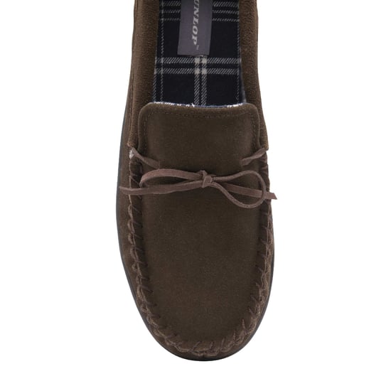 DUNLOP - Heren Echt Suède Leren Fleece Gevoerde Moccasin Slippers (9, Donkerbruin) - Image 2