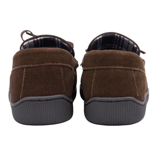 DUNLOP - Heren Echt Suède Leren Fleece Gevoerde Moccasin Slippers (9, Donkerbruin) - Image 4