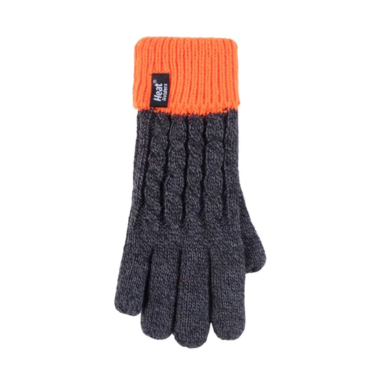 Heat Holders - Boys Kids Cable Knit Warm Fleece Lined Thermal Winter Hat and Gloves Set - CO1P7 - Image 4