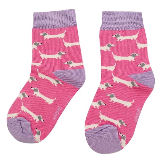 Miss Sparrow - 2 Pack Girls Bamboo Animal Patterned Socks - Sausage Dogs - Image 4