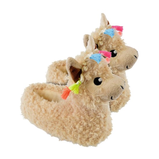 Kids Zachte Pluche 3D Llama Hoofd Sloffen - Image 1