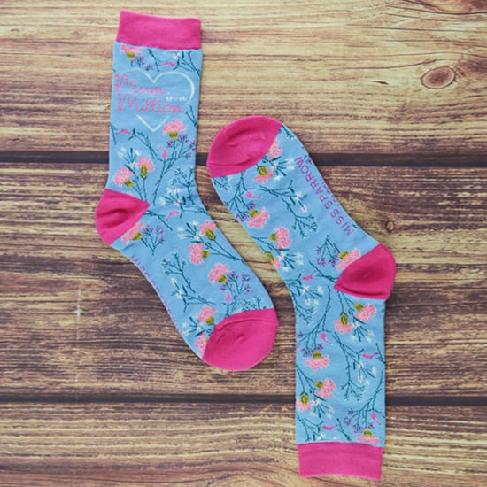 Miss Sparrow - Ladies Mum Socks | Floral Patterned Bamboo Socks | Breathable Soft | Gifts for Mothers Day - Mum Socks (Blue) - Image 4