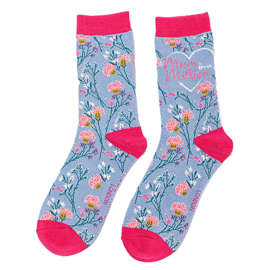 Miss Sparrow - Ladies Mum Socks | Floral Patterned Bamboo Socks | Breathable Soft | Gifts for Mothers Day - Mum Socks (Blue) - Image 5