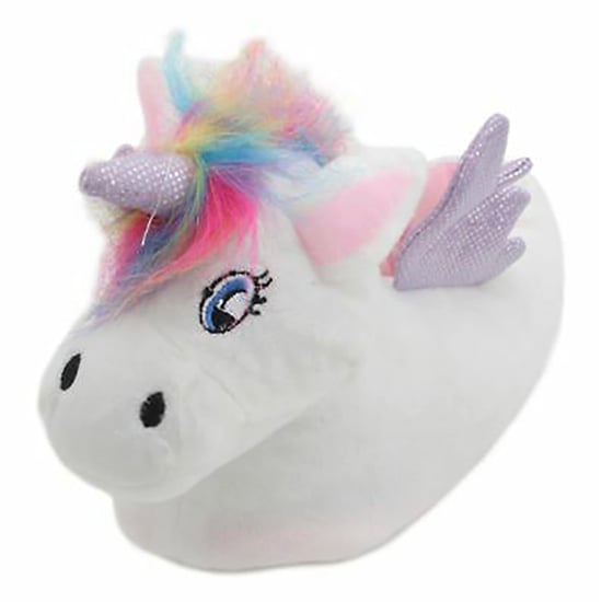 Childrens Unicorn Plush Slippers with Rainbow Hair | Gift for Her - White - Image 4