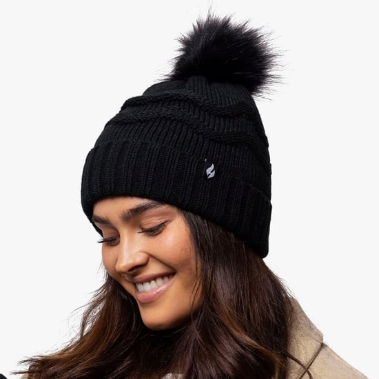 Ladies Winter Fur Beanie Hat | Heat Holders | Zigzag Patterned Pom Pom Hat | Womens Thermal Cuff Bobble Hat - Cream - Image 4