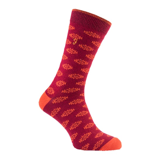 Farah - 2 Pairs Mens Retro Cotton Rich Luxury Formal Dress Socks with Funky Patterns - FVS010ORG - Image 3