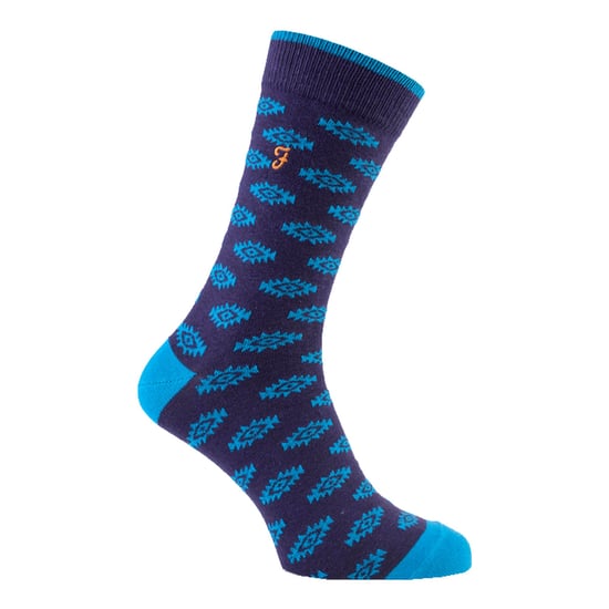 Farah - 2 Pairs Mens Retro Cotton Rich Luxury Formal Dress Socks with Funky Patterns - FVS010PUR - Image 4