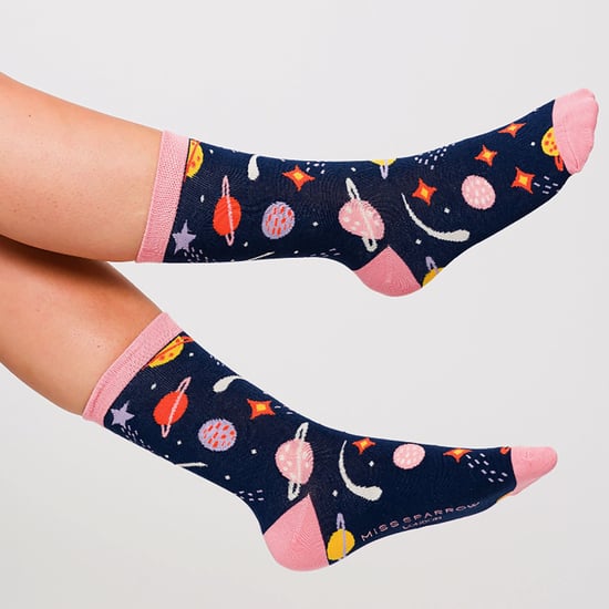 Miss Sparrow - Ladies Breathable Solar System Pattern Bamboo Socks - Space (Navy) - Image 3