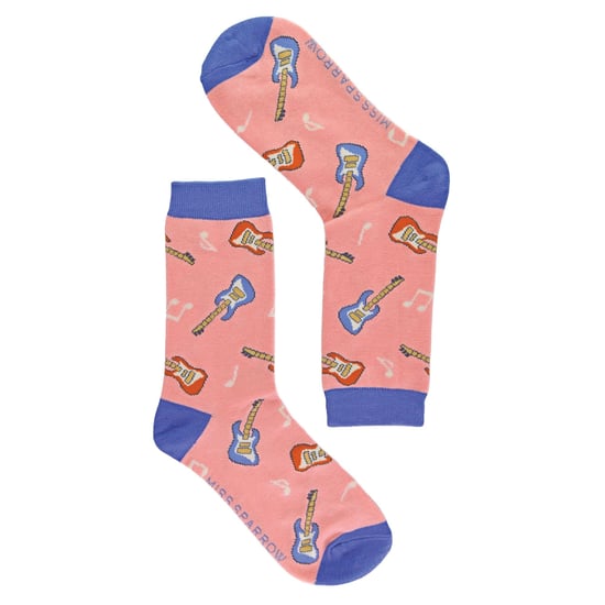 Miss Sparrow - Womens Novelty Guitar Bamboo Socks - Guitar (Pink) - Image 3
