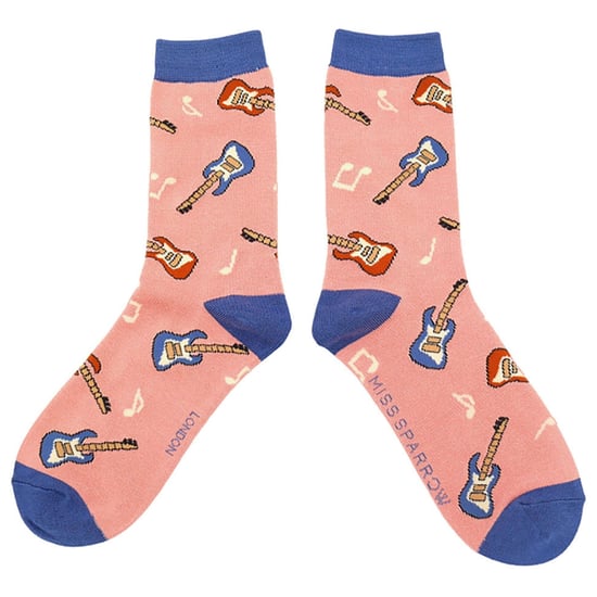 Miss Sparrow - Womens Novelty Guitar Bamboo Socks - Guitar (Pink) - Image 4