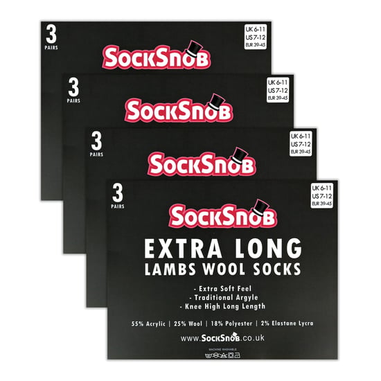 12 par multipack lammullsstrumpor för herrar | Sock Snob | tunna och mjuka strumpor med bikakemönster - brun - Image 2