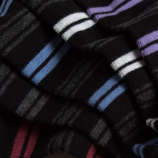 10 Pairs Mens Bamboo Trainer Socks | Farah | Striped Cushioned Ankle Socks - White Stripe - Image 4