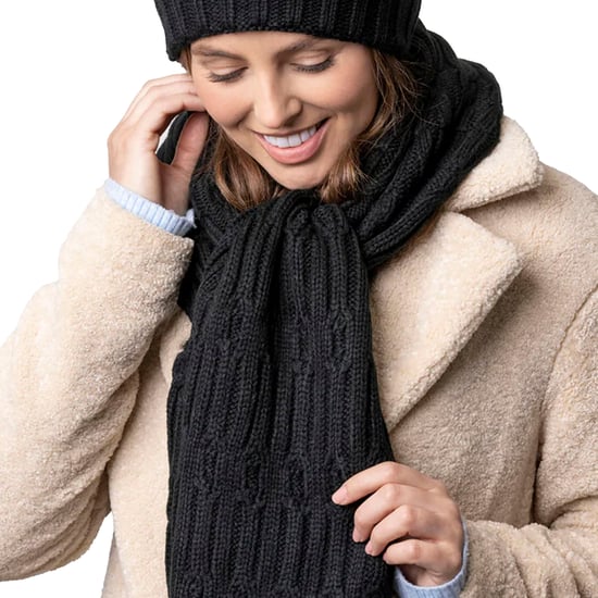 Ladies Knitted Hat Scarf & Gloves Set | Heat Holders | Womens Fleece Lined Thermal Cold Weather Set for Winter - Black - Image 5